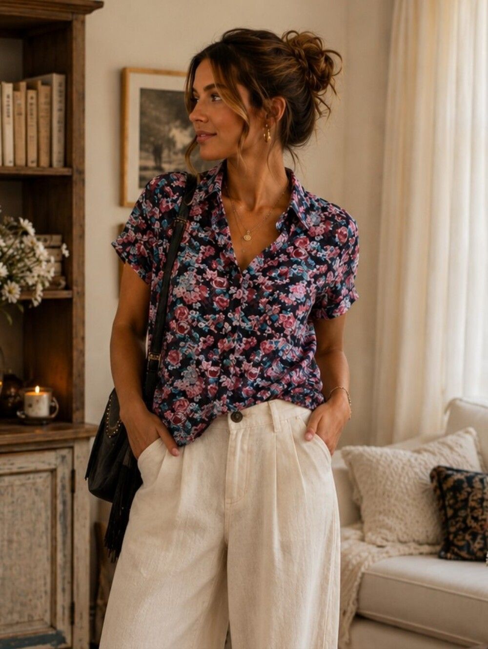 Band of Gypsies Floral Button Down Blouse